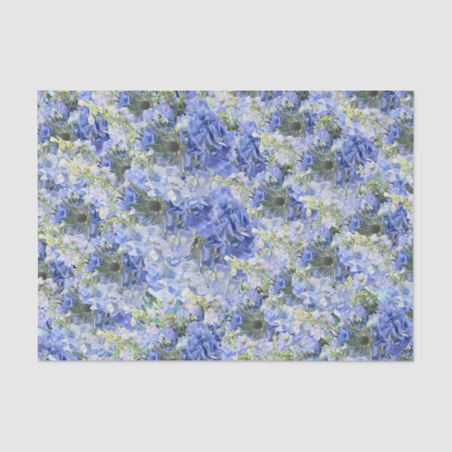 Papel de seda con patrón de Hortensias Azules (Anverso)