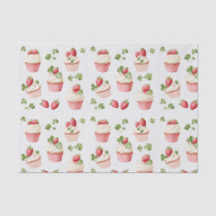Papel de seda con patrón de magdalenas de fresa ro