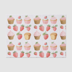 Papel de seda con patrón de magdalenas de fresa ro