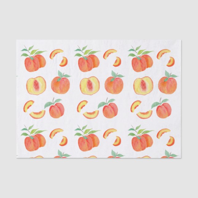 Papel de seda con patrón de melocotón acuarela (Anverso)