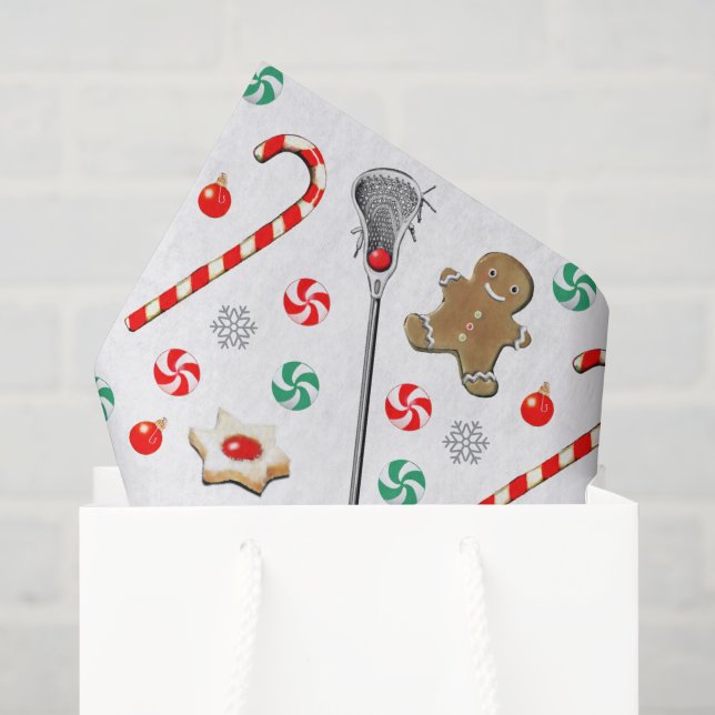 Papel de seda con patrón de Navidad de Lacrosse (Bolsa de regalo)
