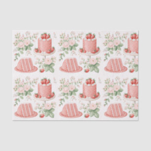 Papel de seda con patrón de pastel de fresa rosa