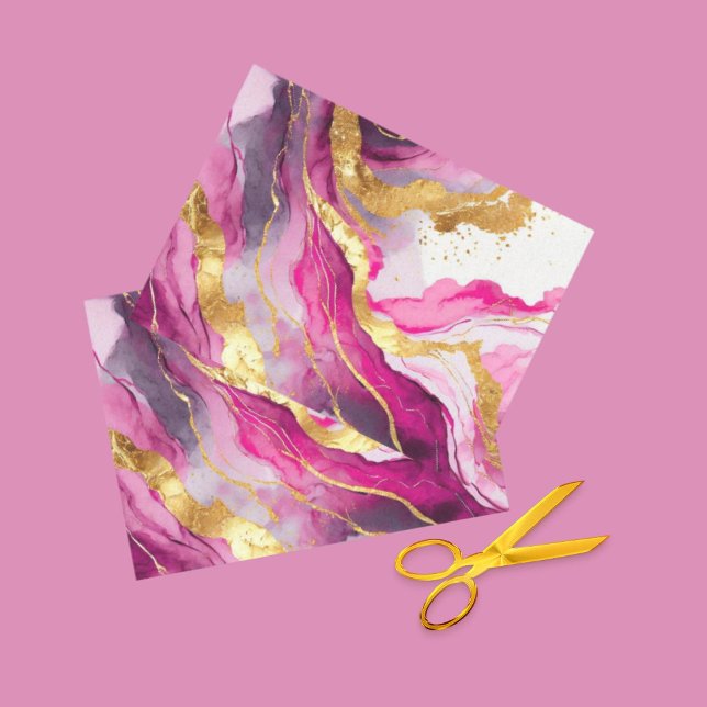 Papel de seda con remolinos metálicos rosa, dorado (Subido por el creador)