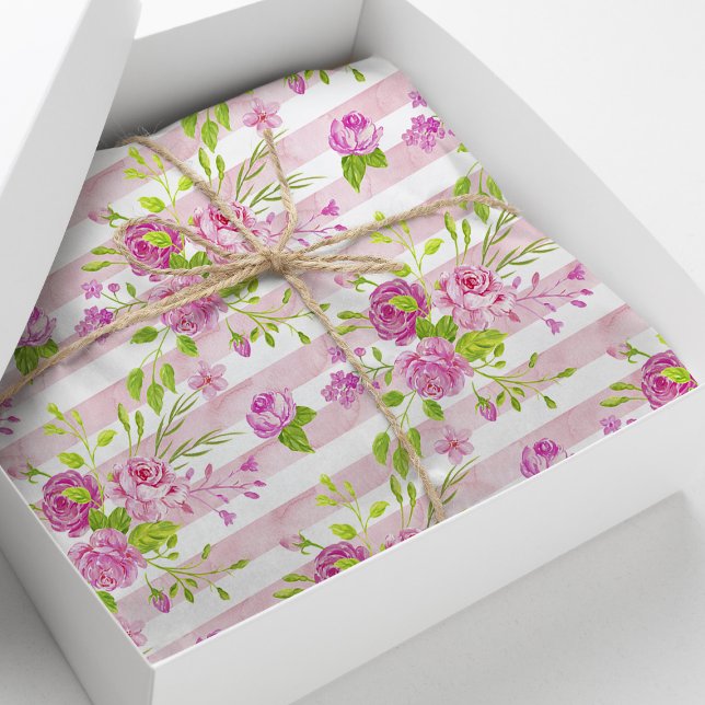 Papel de seda con rosas inglesas acuarela en rosa  (Subido por el creador)