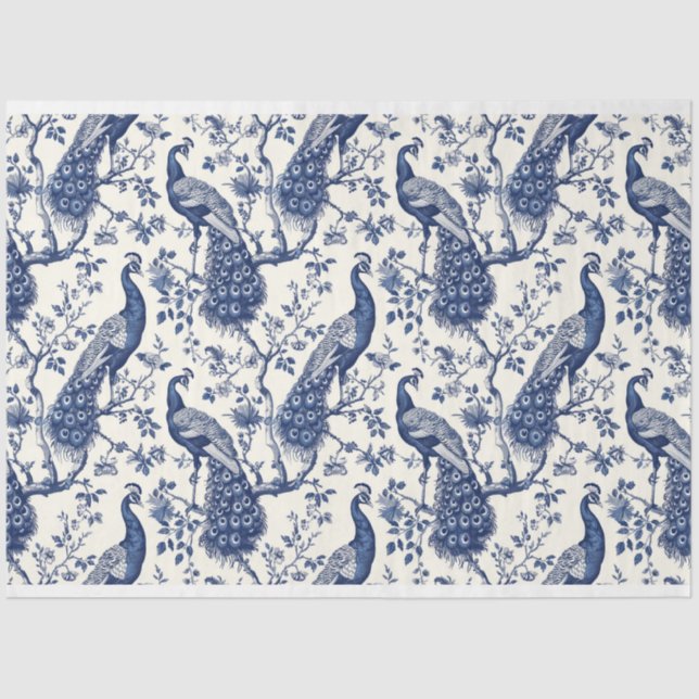 Papel de seda con tema de pavo real estilo chinois (Anverso)