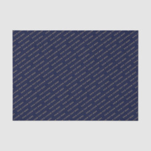 Papel de seda con texto personalizado en azul mari