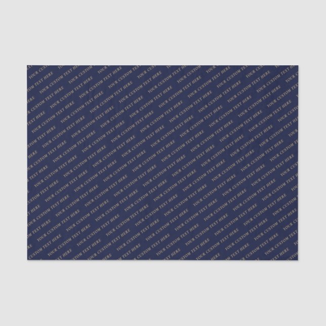 Papel de seda con texto personalizado en azul mari (Anverso)