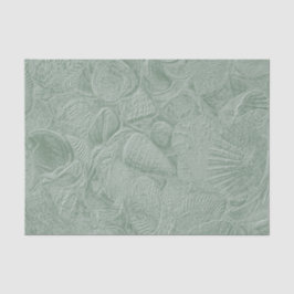 Papel De Seda Concha de Mar Costa Playa Salvia Verde Decoupage