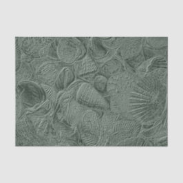 Papel De Seda Concha marina costera playa verde salvia metálico