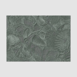 Papel De Seda Concha marina costera playa verde salvia oscura me