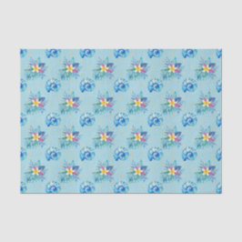 Papel De Seda Conchas azules y flores 2