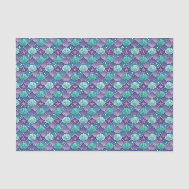 Papel De Seda Conchas Azules Y Purpura  (Anverso)