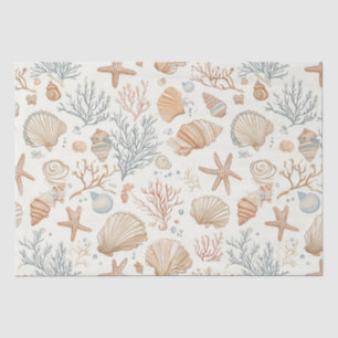 Papel De Seda Conchas Botánicas Suaves Costeras y Coral