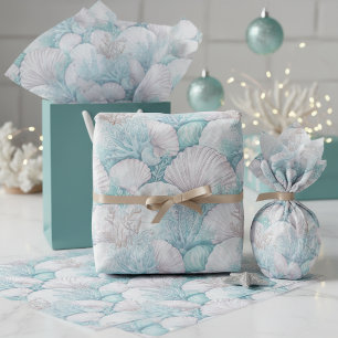 Papel De Seda Conchas Costeras y Patrón de Coral#3 ID1009