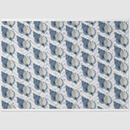 Papel De Seda Conchas de cerco azul en chevron bkgrad