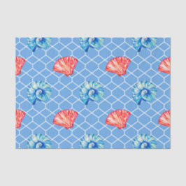 Papel De Seda Conchas de mar azules y rojas