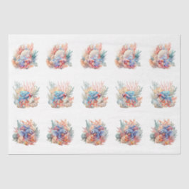 Papel De Seda Conchas de Mar Coral y Decoupage de Peces Betta