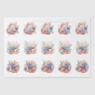 Papel De Seda Conchas de Mar Coral y Decoupage de Peces Betta