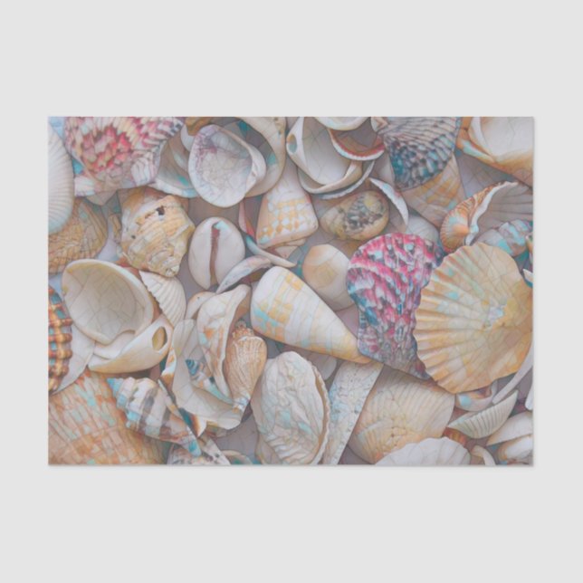 Papel De Seda Conchas de mar Mosaico Playa Arte Decoupage (Anverso)