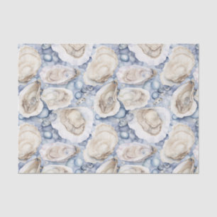 Papel De Seda Conchas de ostras acuarela de playa costera