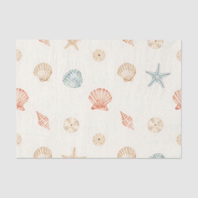 Papel De Seda Conchas Delicadas Patrón Sin Costuras (Anverso)