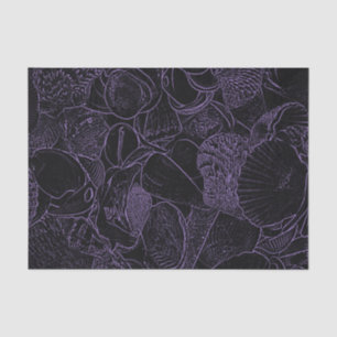 Papel De Seda Conchas marinas Ocean Beach Bright Purple Sketch