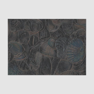 Papel De Seda Conchas Marinas Verde Azul Oscuro Negro Arte de Pl