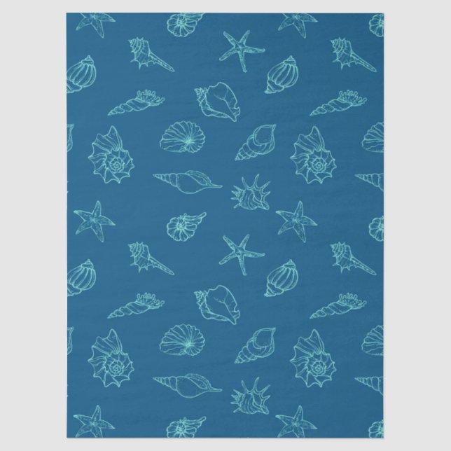 Papel De Seda conchas y estrellas de mar (Anverso)
