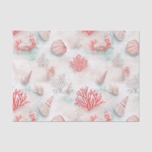 Papel De Seda Conchas y olas del océano Patrón (7)