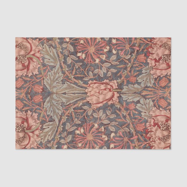 Papel De Seda Conejillo de miel, patrón floral de William Morris (Anverso)