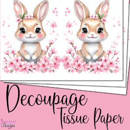 Papel De Seda Conejito adorable flores rosadas