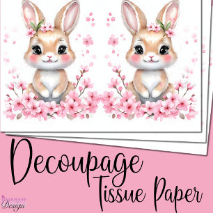 Papel De Seda Conejito adorable flores rosadas