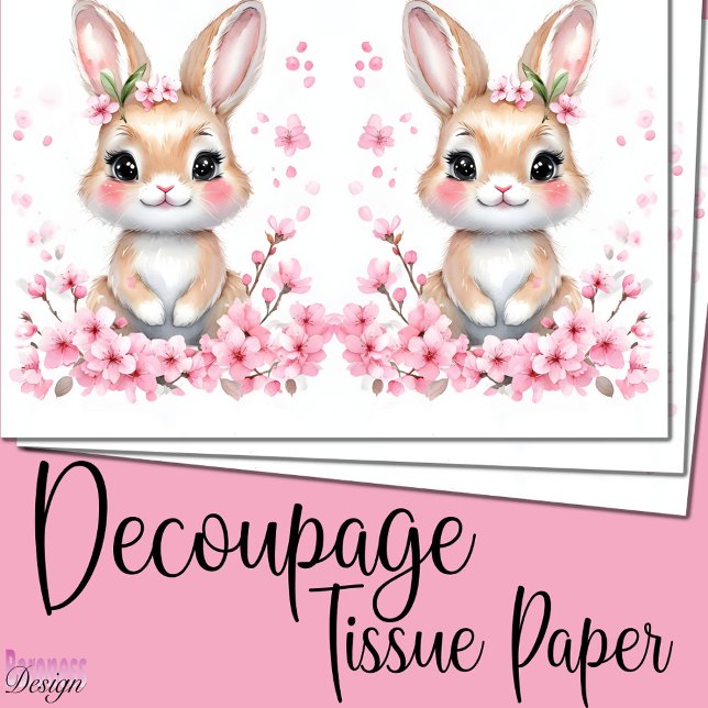 Papel De Seda Conejito adorable flores rosadas (Subido por el creador)