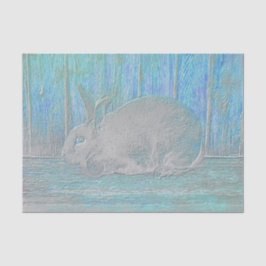 Papel De Seda Conejito blanco, azul teal verde Pascua adorable