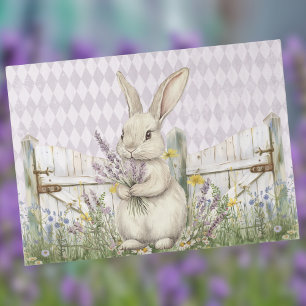 Papel De Seda Conejito de Pascua con cerca de lavanda y harlequí