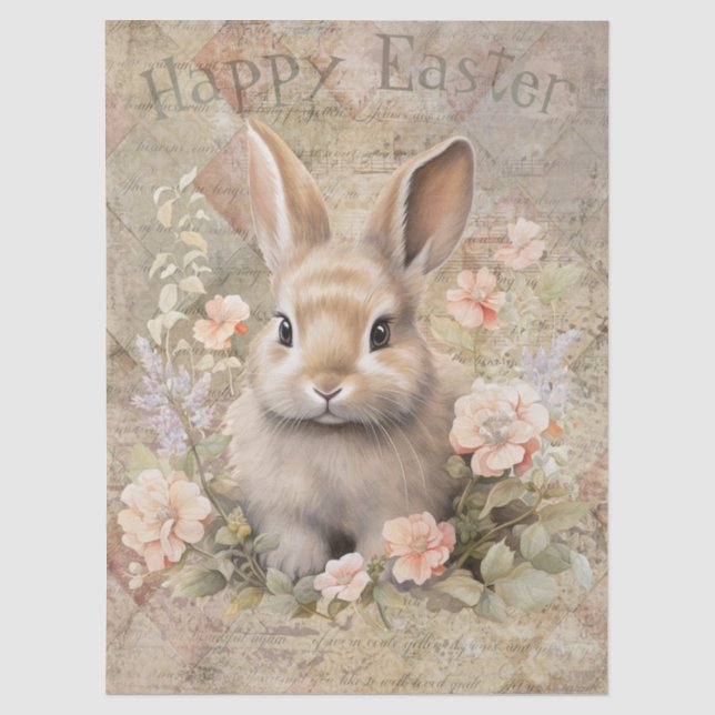 Papel De Seda Conejito de Pascua de primavera (Anverso)
