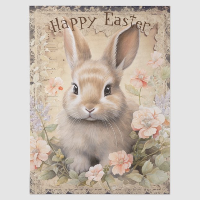 Papel De Seda Conejito de Pascua de primavera (Anverso)