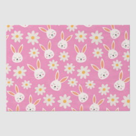 Papel De Seda Conejito de Pascua lindo con flores blancas sobre 