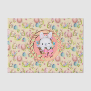 Papel De Seda Conejito de Pascua sentado en la cesta