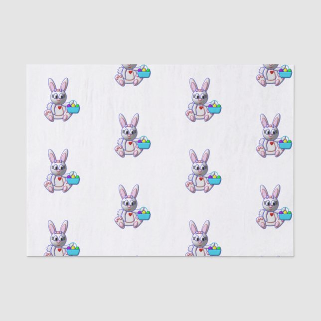 Papel De Seda Conejito lindo con una cesta (Anverso)