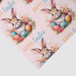 Papel De Seda Conejito Lindo Huevos Coloridos Flores Feliz Pascu
