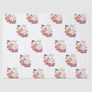 Papel De Seda Conejito Lindo Para Ti Flores Rosas Corazones Rega
