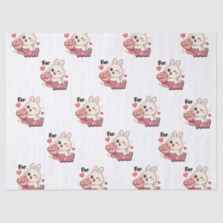 Papel De Seda Conejito Lindo Para Ti Flores Rosas Corazones Rega