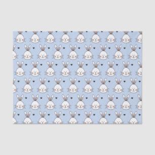Papel De Seda Conejitos Blancos Lindos Caras y Corazones Patrón