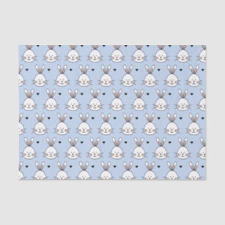 Papel De Seda Conejitos Blancos Lindos Caras y Corazones Patrón