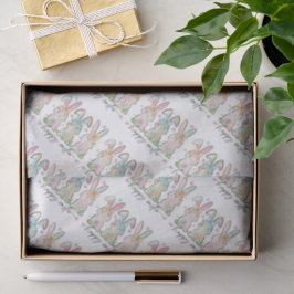 Papel De Seda Conejitos de Pascua Coloridos con Lazos