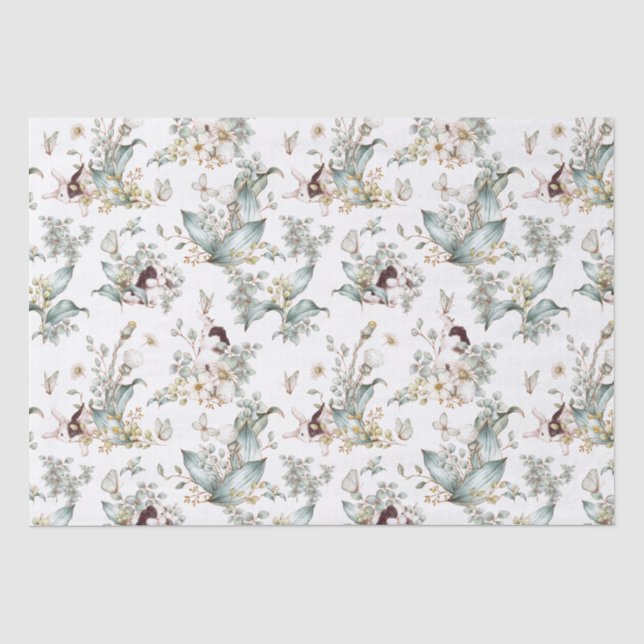 Papel De Seda Conejitos Lindos Antiguos Decoupage Floral (Anverso)