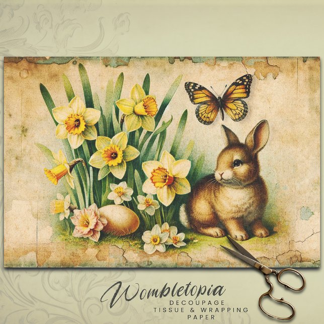 Papel De Seda Conejo antiguo de Pascua y Decoupage de la Ephemer (Subido por el creador)