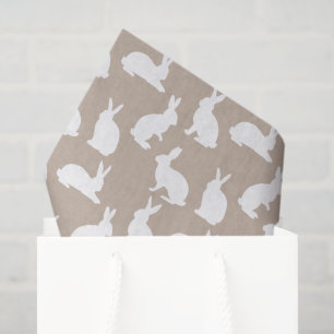 Papel De Seda Conejo beige y blanco Patrón Pascua neutral