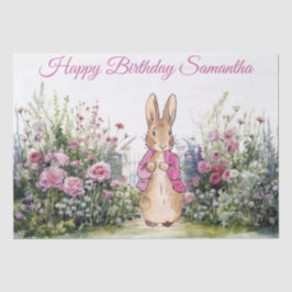 Papel De Seda Conejo Bunny Chaqueta Rosa Nombre Personalizado 